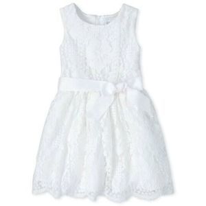 New Girls Lace Fit And Flare Dress White